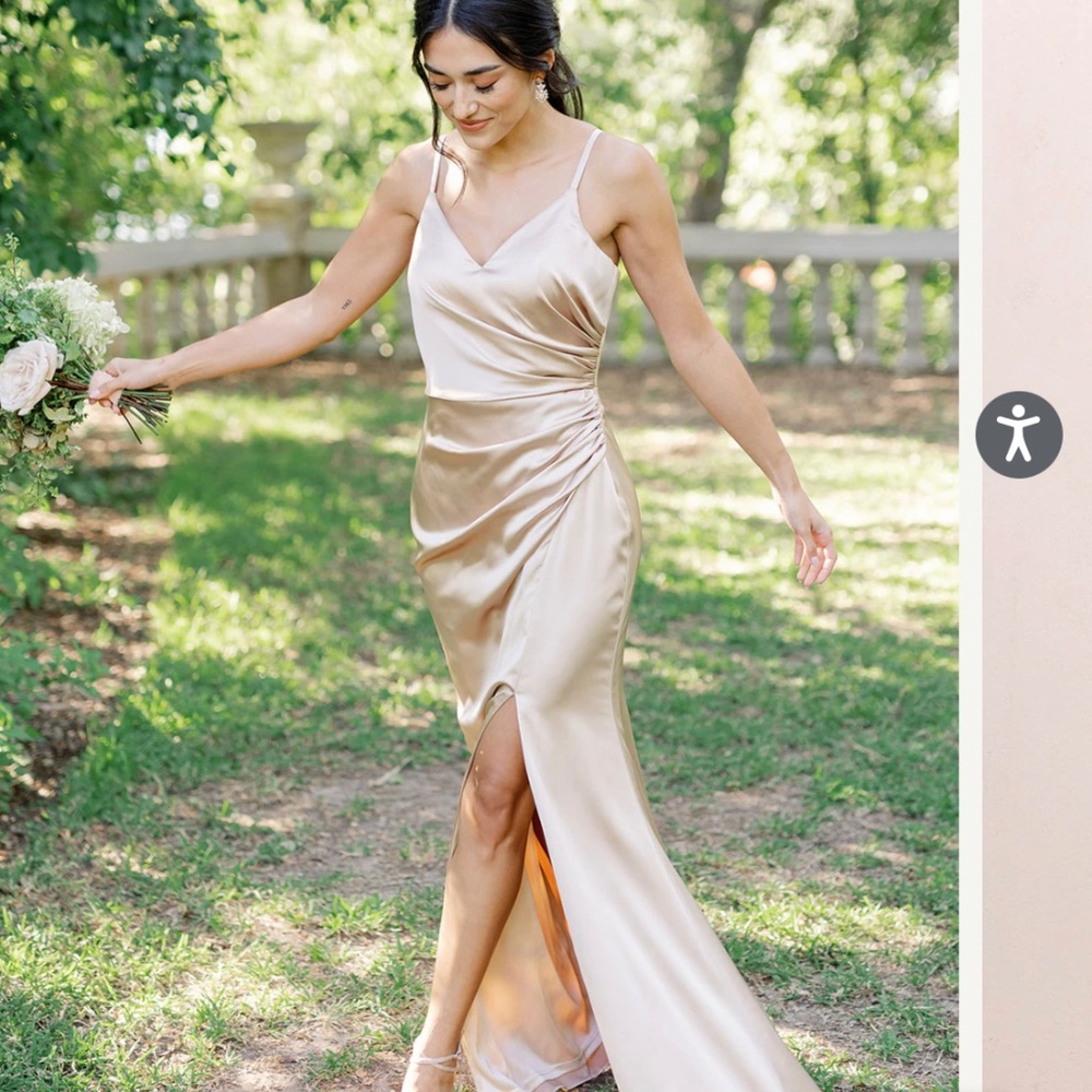 Revelry satin rory dress champagne gold